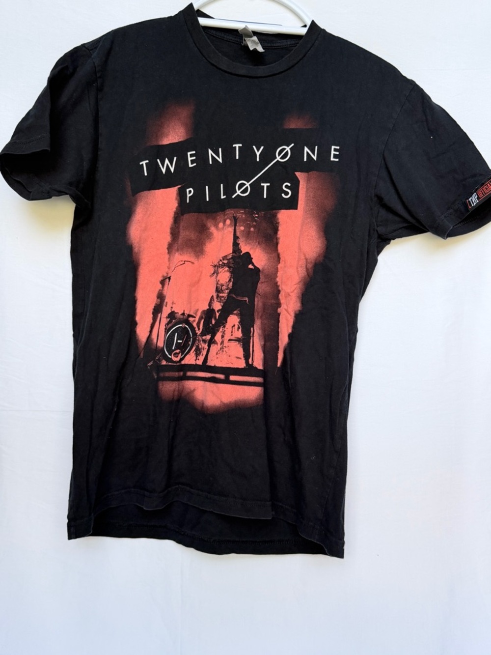 Next Level Apparel Black Tee with Red Twenty One Pilots Tour Graphic